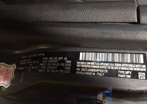 2017 Jeep Renegade Latitude Fwd from USA, damaged, VIN ZACCJABB6HPF03178